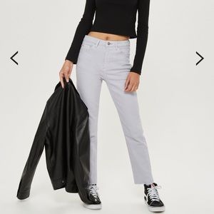 Topshop MOTO Purple Raw Hem Straight Jeans